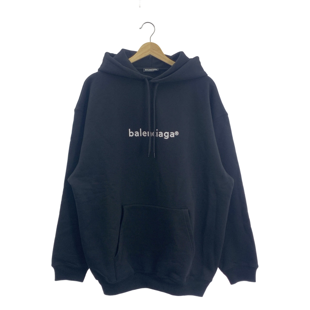 【미품】 BALENCIAGA / 발렌시아가 | NEW COPYRIGHT MEDIUM FIT HOODIE 카피 라이트 로고 프린트 푸드 풀오버 | M | 블랙 | 남성