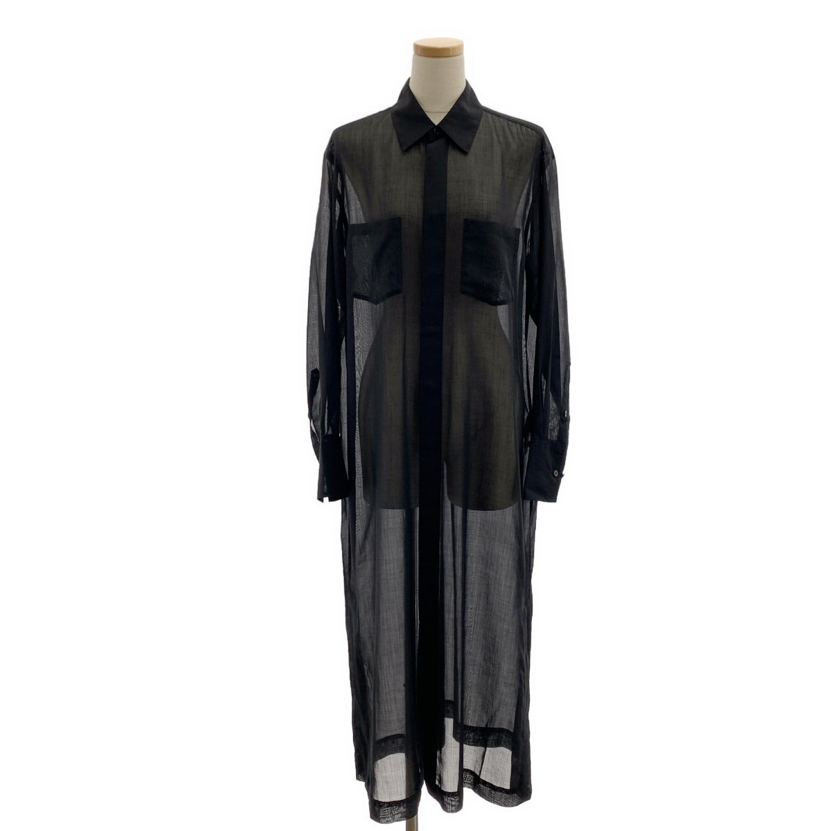 AURALEE / 오라리 | WOOL POLYESTER SHEER CLOTH SHIRTS / 시어 크로스 롱 셔츠 원피스 | 1 | 여성