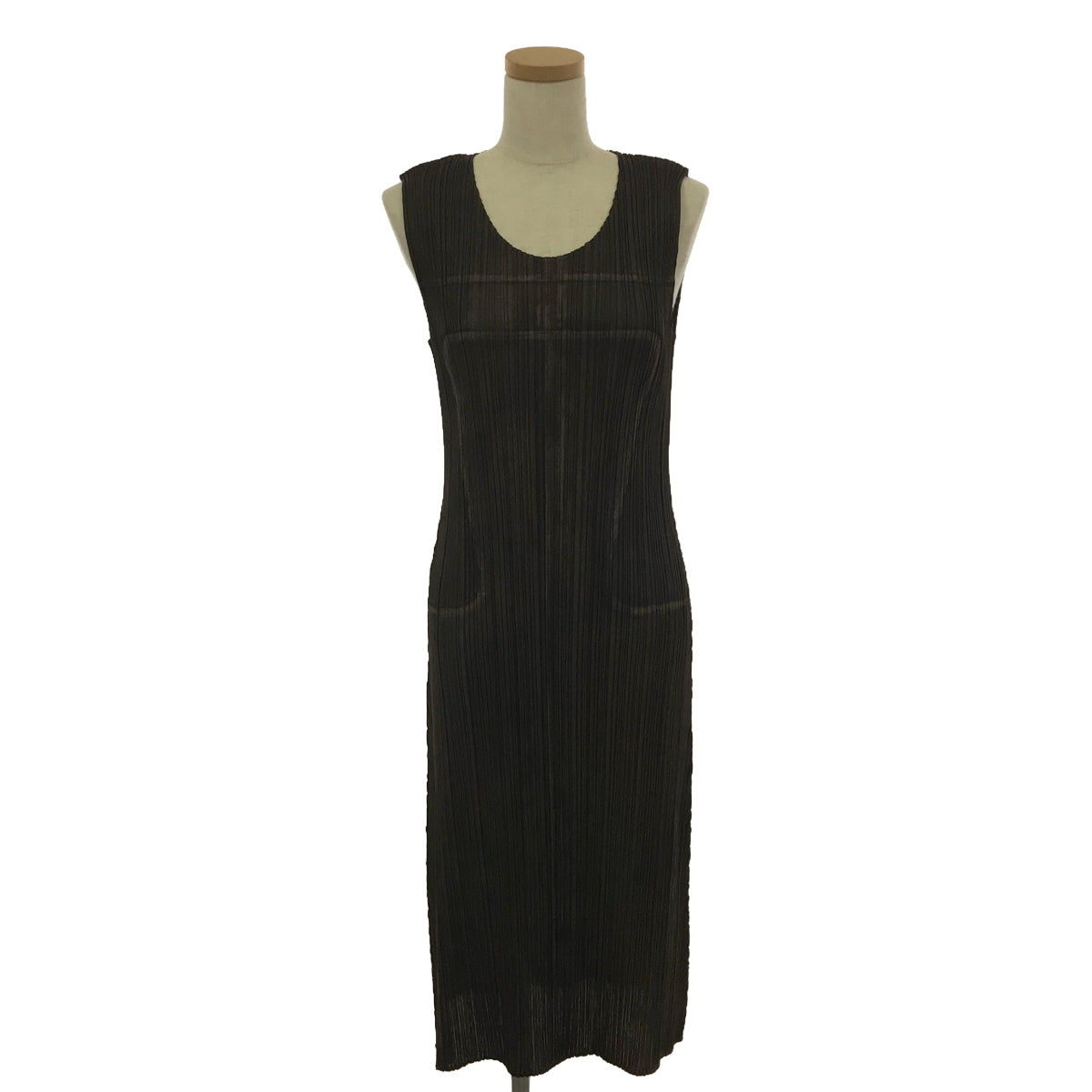 【美品】 PLEATS PLEASE ISSEY MIYAKE / プリーツプリーズイッセイミヤケ | カウガール プリント ノースリーブワンピース | 4 | カーキ | レディース