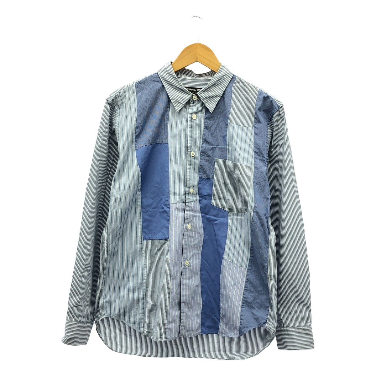 COMME des GARCONS HOMME DEUX | 2021SS | Cotton patchwork regular collar shirt | S | Blue | Men's