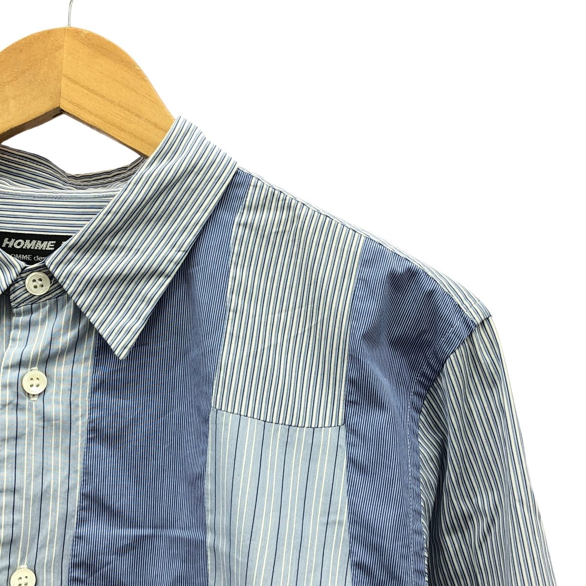 COMME des GARCONS HOMME DEUX | 2021SS | Cotton patchwork regular collar shirt | S | Blue | Men's