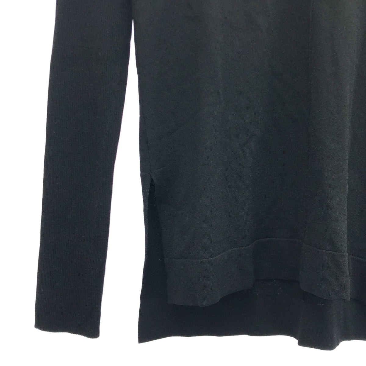 【미품】 UN3D / 앤슬리드 | 레이온 슬릿 하이넥 리브 니트 | 36 | 블랙 | 여성