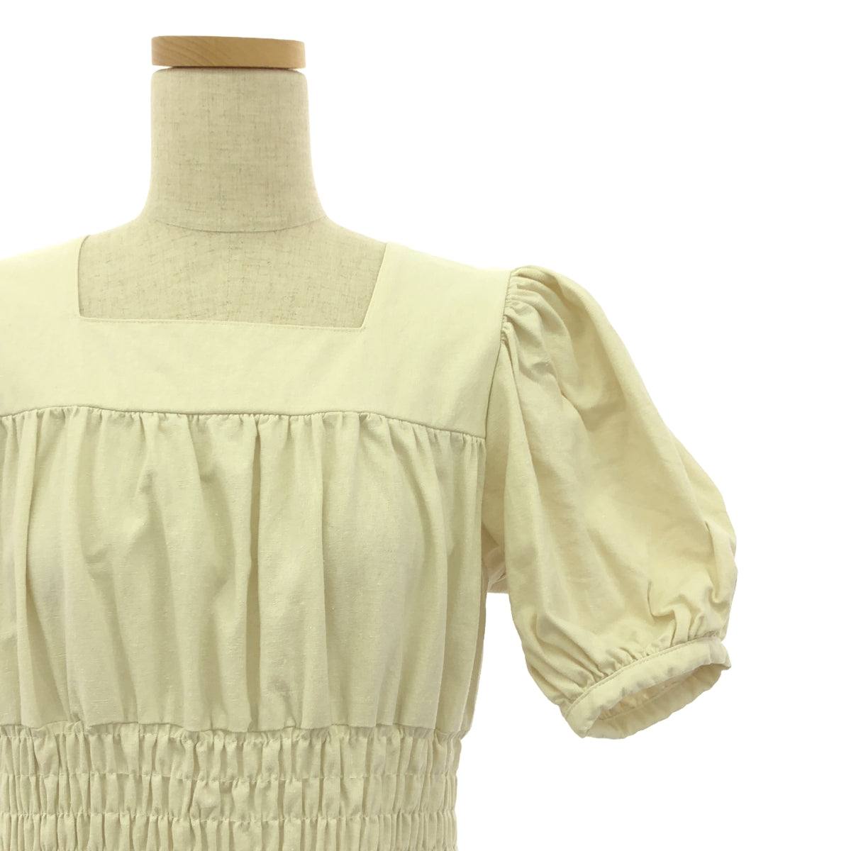 【美品】 foufou / フーフー | THE DRESS WALTZウエストギャザーワンピース | 0 | アイボリー | レディース