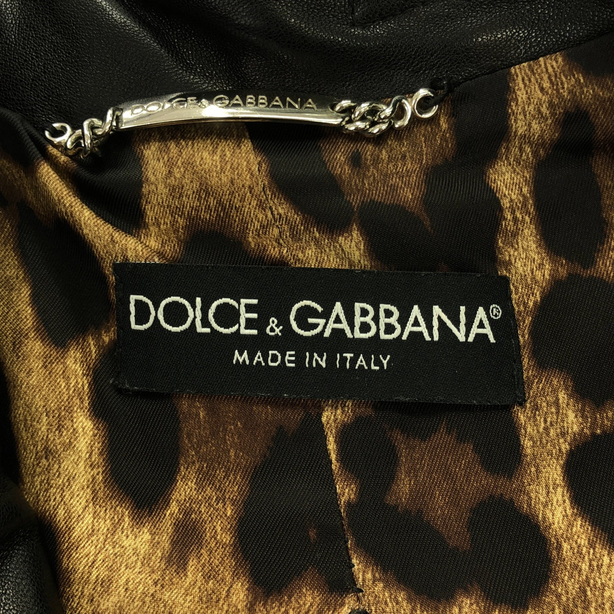 DOLCE&GABBANA / ドルチェ&ガッバーナドルガバ | シープスキン レザー シングル ライダース ジャケット / レオパード総裏地 | 36 | ブラック | レディース