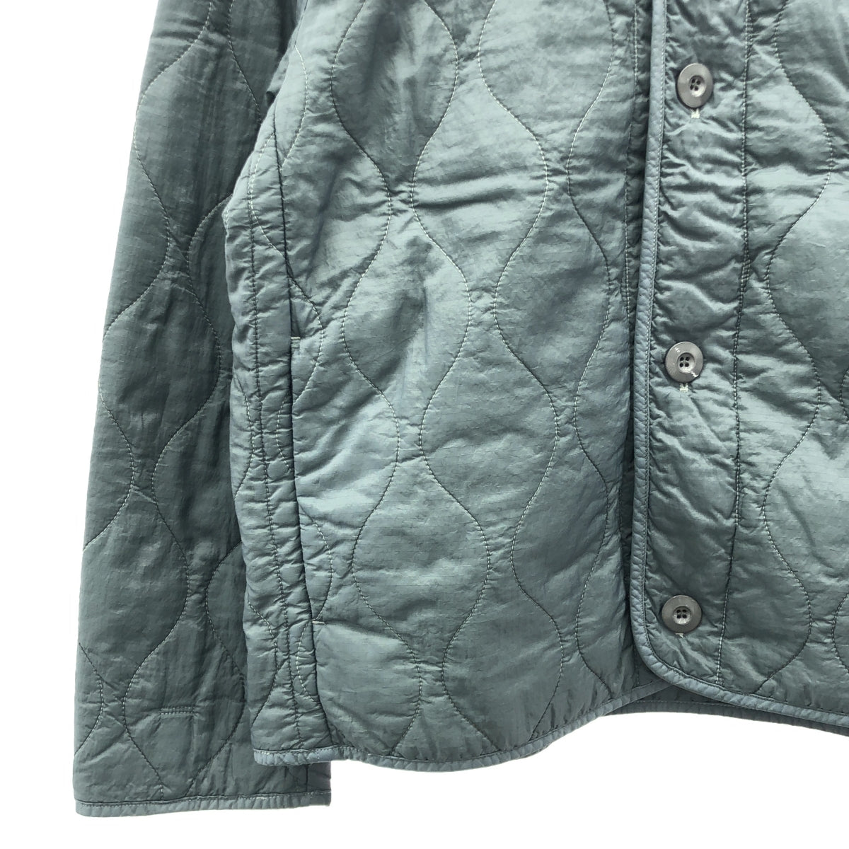 【美品】 OAMC / オーエーエムシー | Combat Liner Quilting Jacket / キルティング ノーカラー オーバージャケット | S | グレー | メンズ