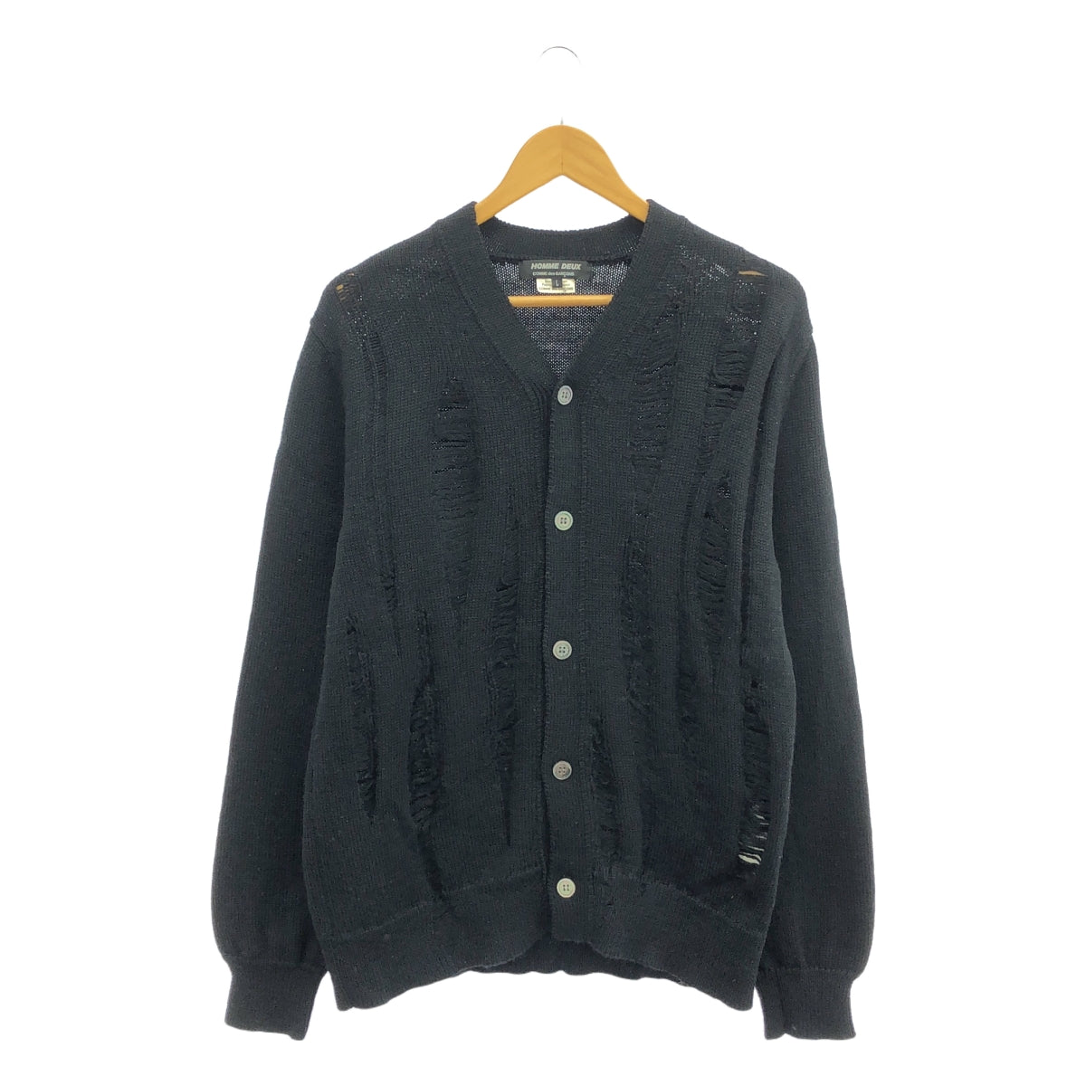 COMME des GARCONS HOMME DEUX / コムデギャルソンオムドゥ | 2018AW | グランジ ウールニット カーディガン | L | ブラック | メンズ