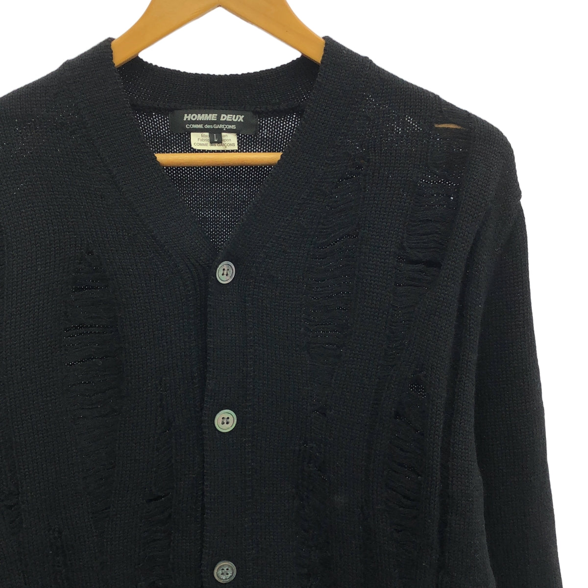 COMME des GARCONS HOMME DEUX / コムデギャルソンオムドゥ | 2018AW | グランジ ウールニット カーディガン | L | ブラック | メンズ