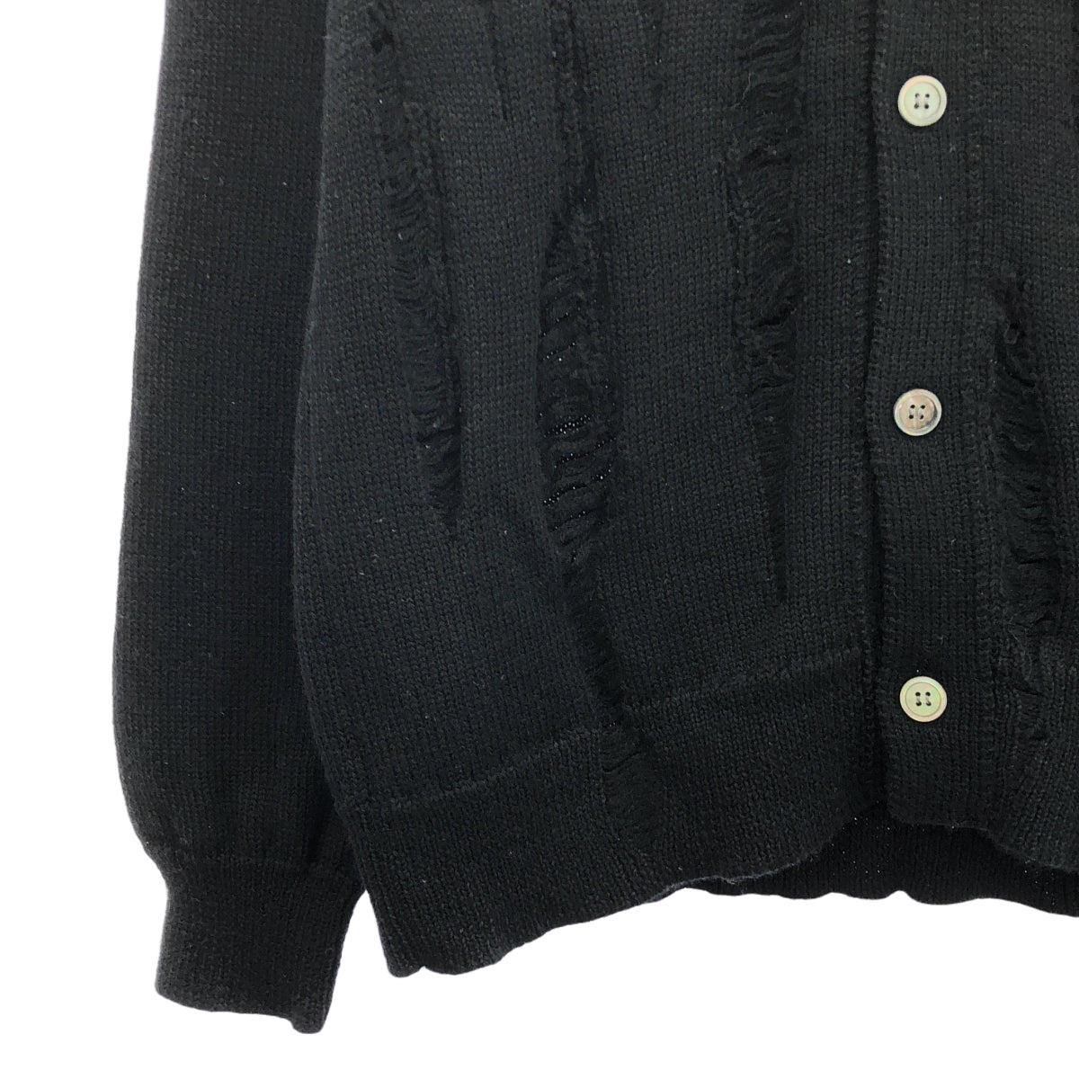 COMME des GARCONS HOMME DEUX / コムデギャルソンオムドゥ | 2018AW | グランジ ウールニット カーディガン | L | ブラック | メンズ