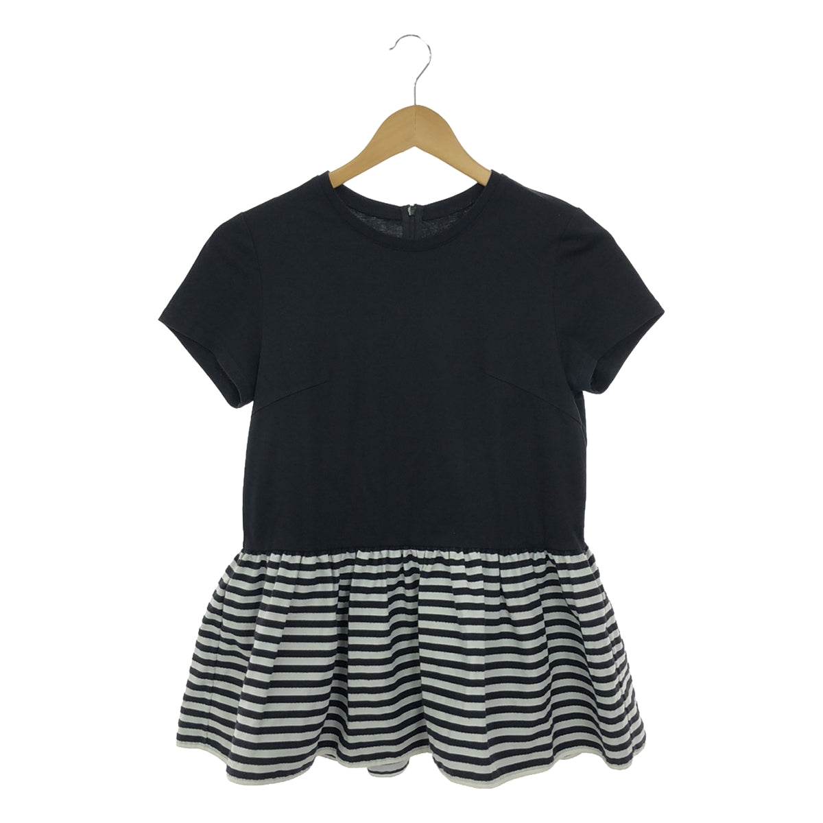 BORDERS at BALCONY / ボーダーズアットバルコニー | PEPLUM TEE ペプラム カットソー | 36 | ブラック – KLD