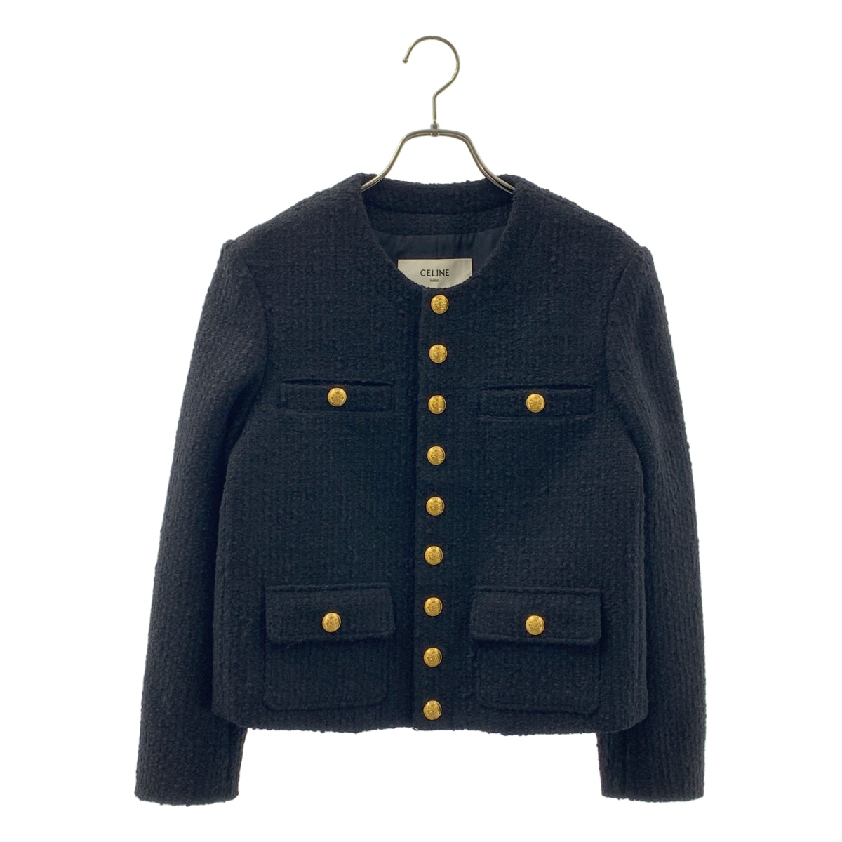 CELINE / セリーヌ | ブークレツイード 金ボタン ノーカラー