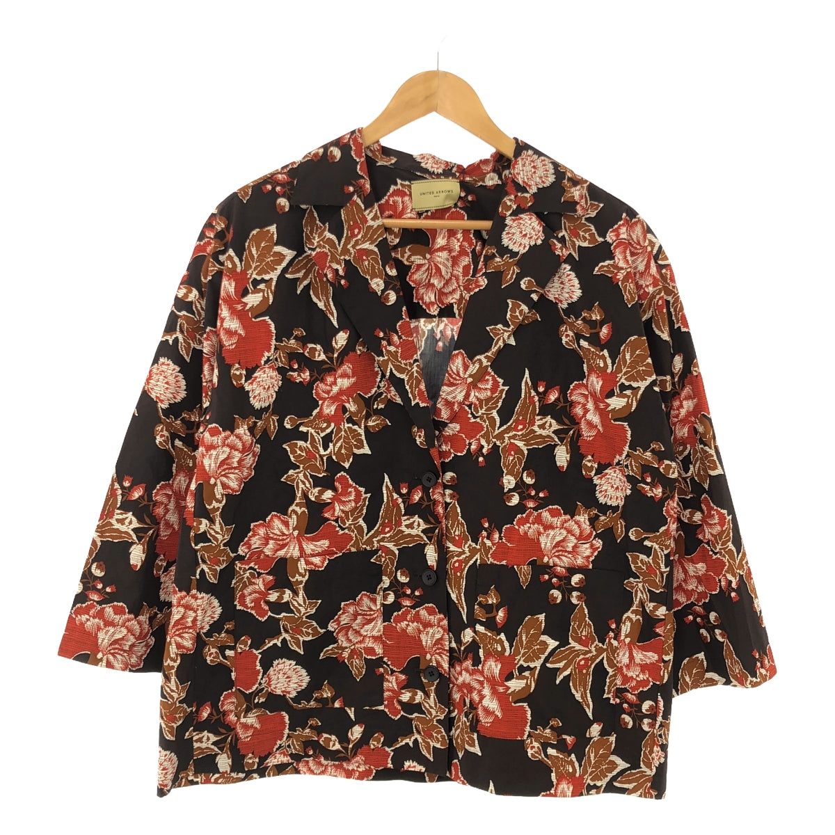 【新品】 UNITED ARROWS / ユナイテッドアローズ | コットン フラワープリントシャツ | 38 | ブラウン | レディース