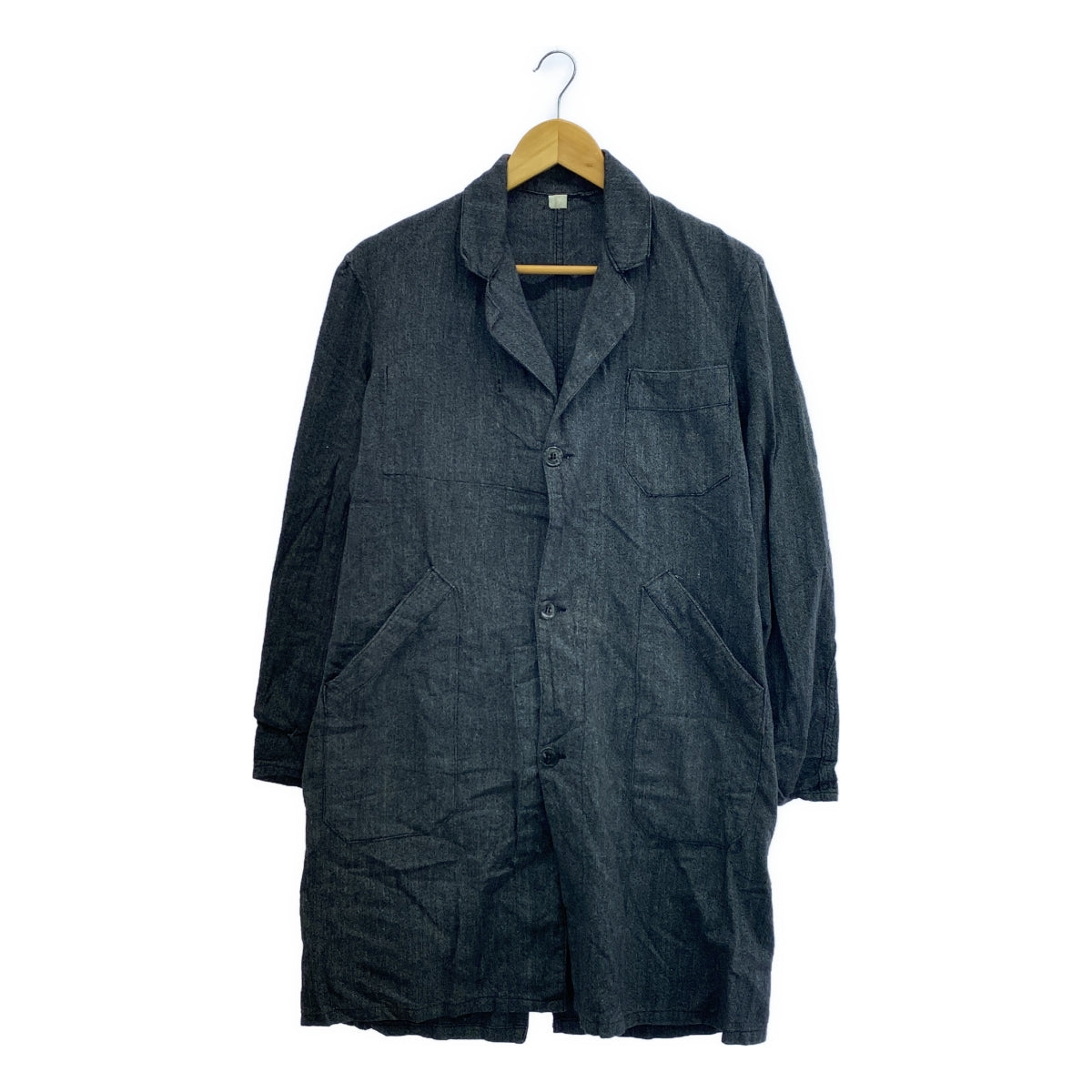 EURO VINTAGE | Estimated 50s-60s Vintage French Work Black Chambray Coat, Salt and Pepper | 40 | Men's