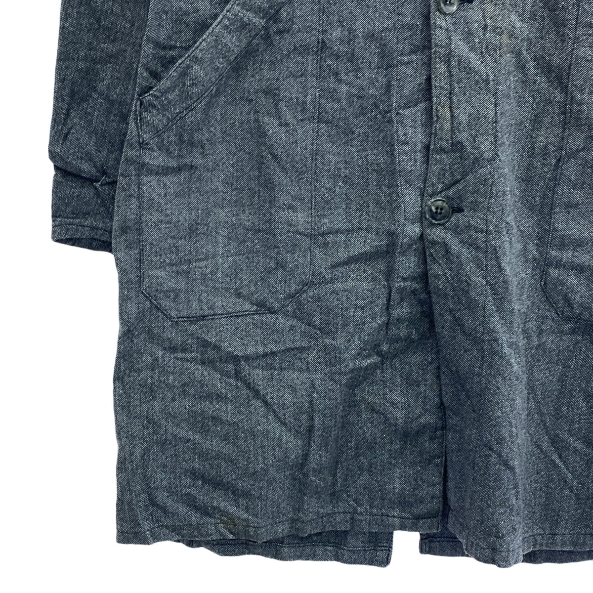 EURO VINTAGE | Estimated 50s-60s Vintage French Work Black Chambray Coat, Salt and Pepper | 40 | Men's