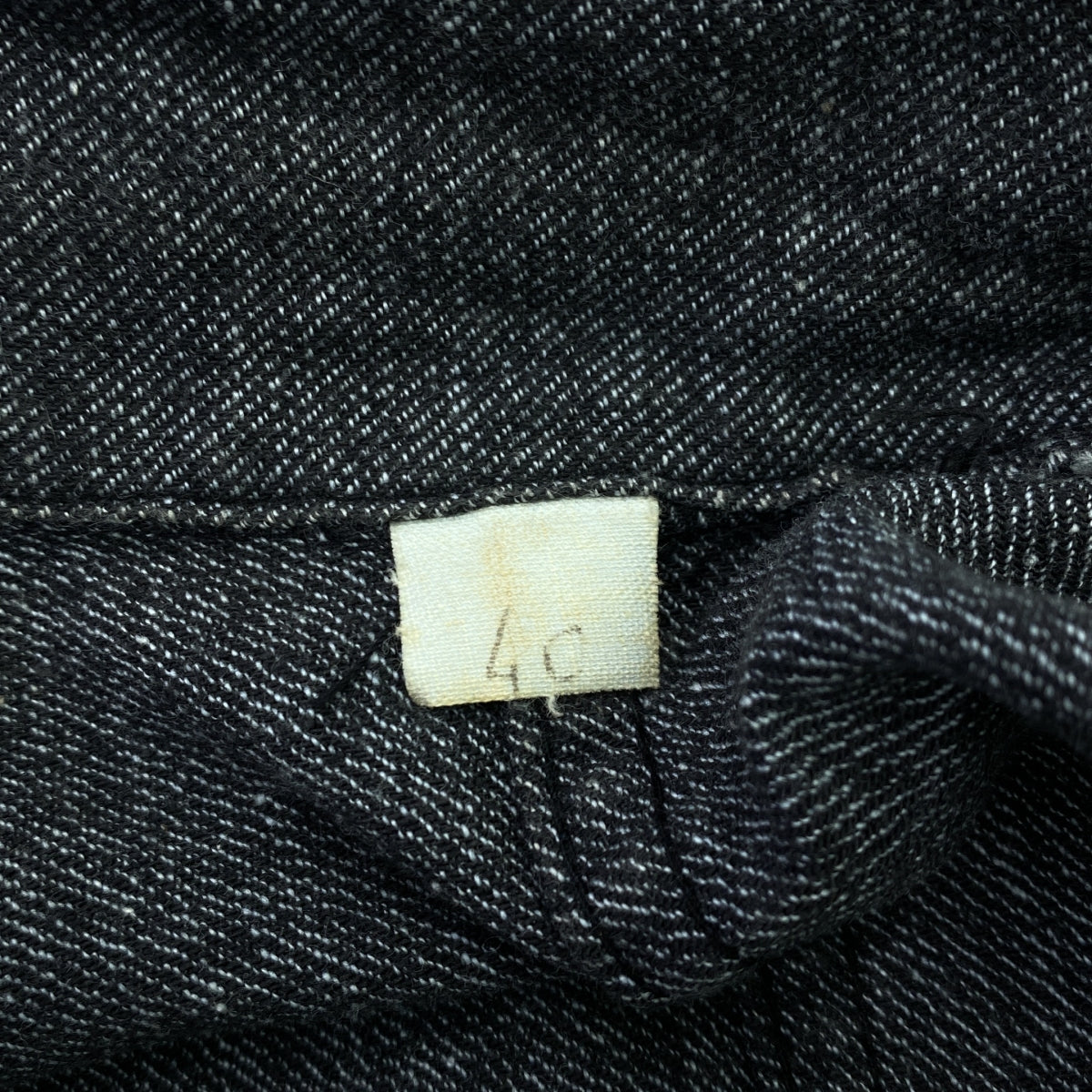 EURO VINTAGE | Estimated 50s-60s Vintage French Work Black Chambray Coat, Salt and Pepper | 40 | Men's