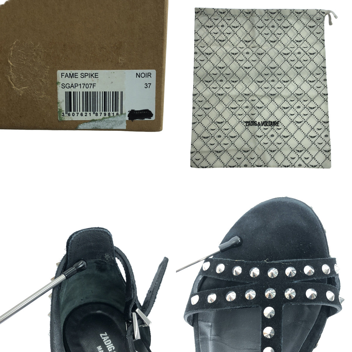 ZADIG&VOLTAIRE | Leather Studded Sandals | Size 37 | Women's