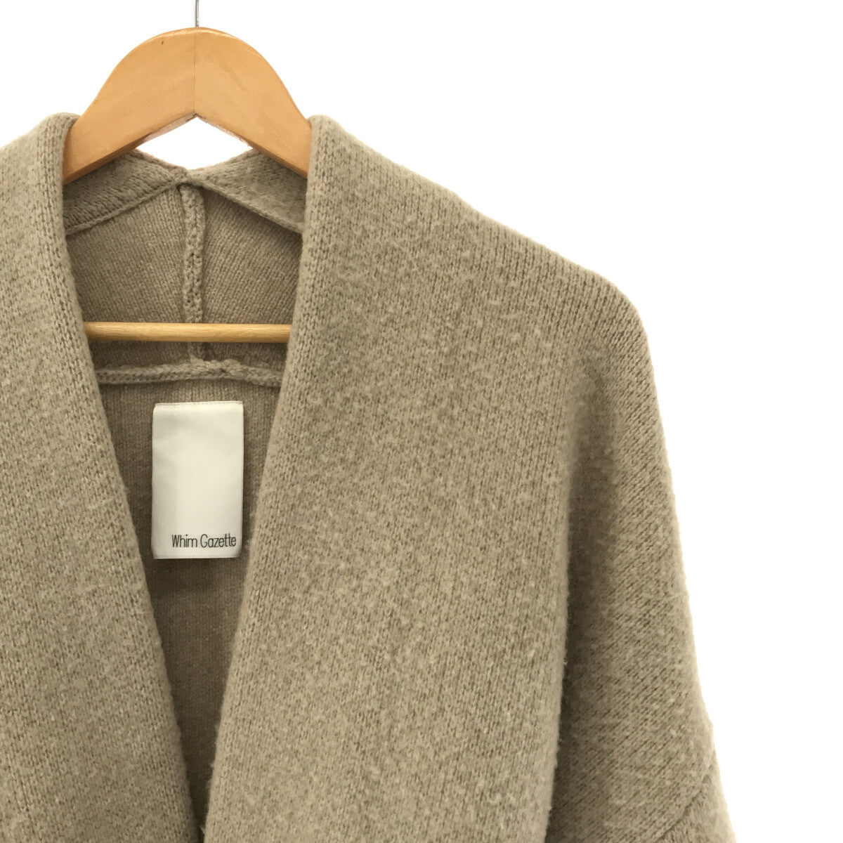 奇想公報 | 2021秋冬 |帶腰帶的氈制和拉絨羊毛流蘇開衫 | F |米色 |女性的