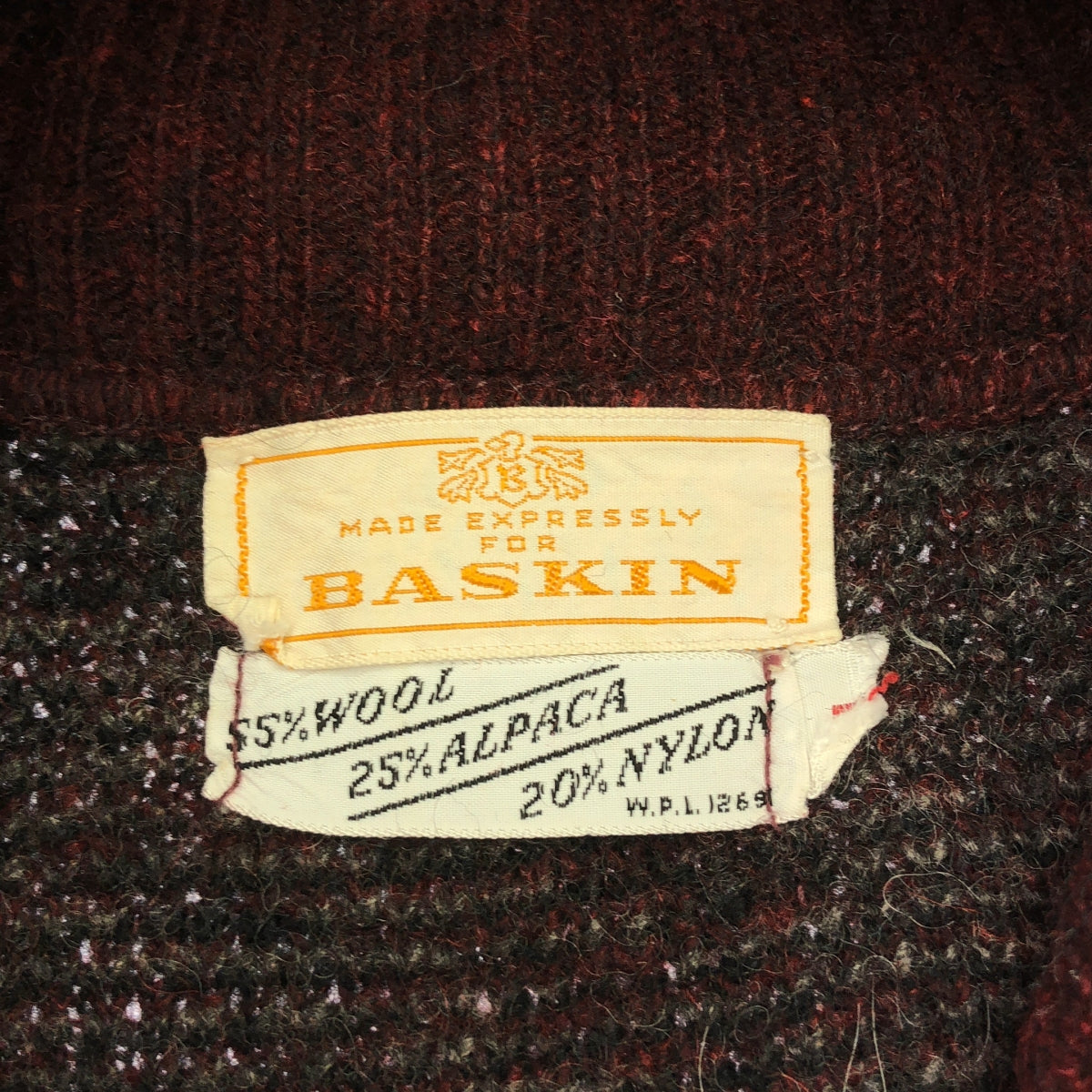 VINTAGE / ヴィンテージ古着 | 60s ヴィンテージ BASKIN アーガイルチェック ウールアルパカ カーディガン | L | バーガンディー / ブラック / グレー | メンズ