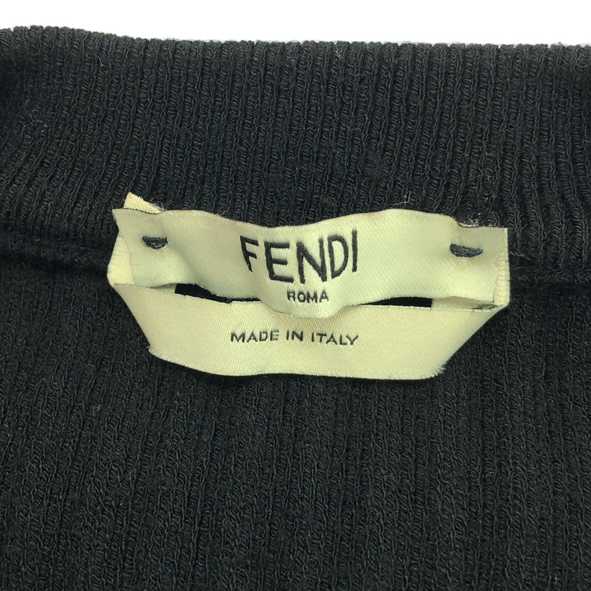 FENDI / フェンディ | レースアップデザイン ニット ワンピース | 38 | ブラック / ベージュ | レディース