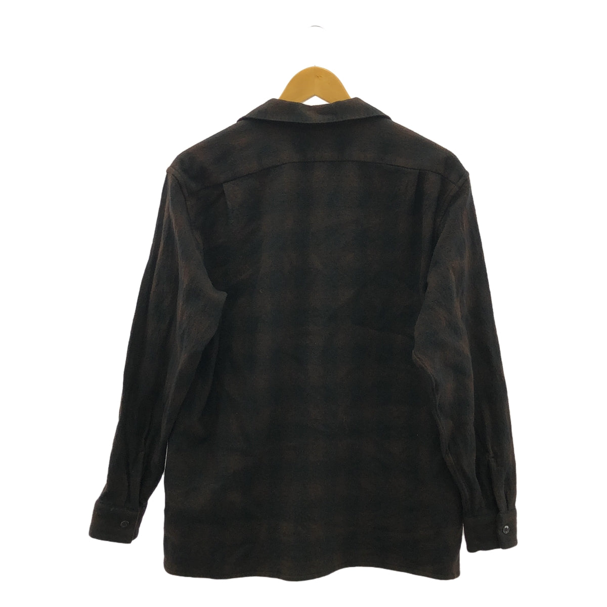 【美品】 COMOLI / コモリ | ウールチェック オープンカラーシャツ / S03-02008 | 1 | brown | メンズ