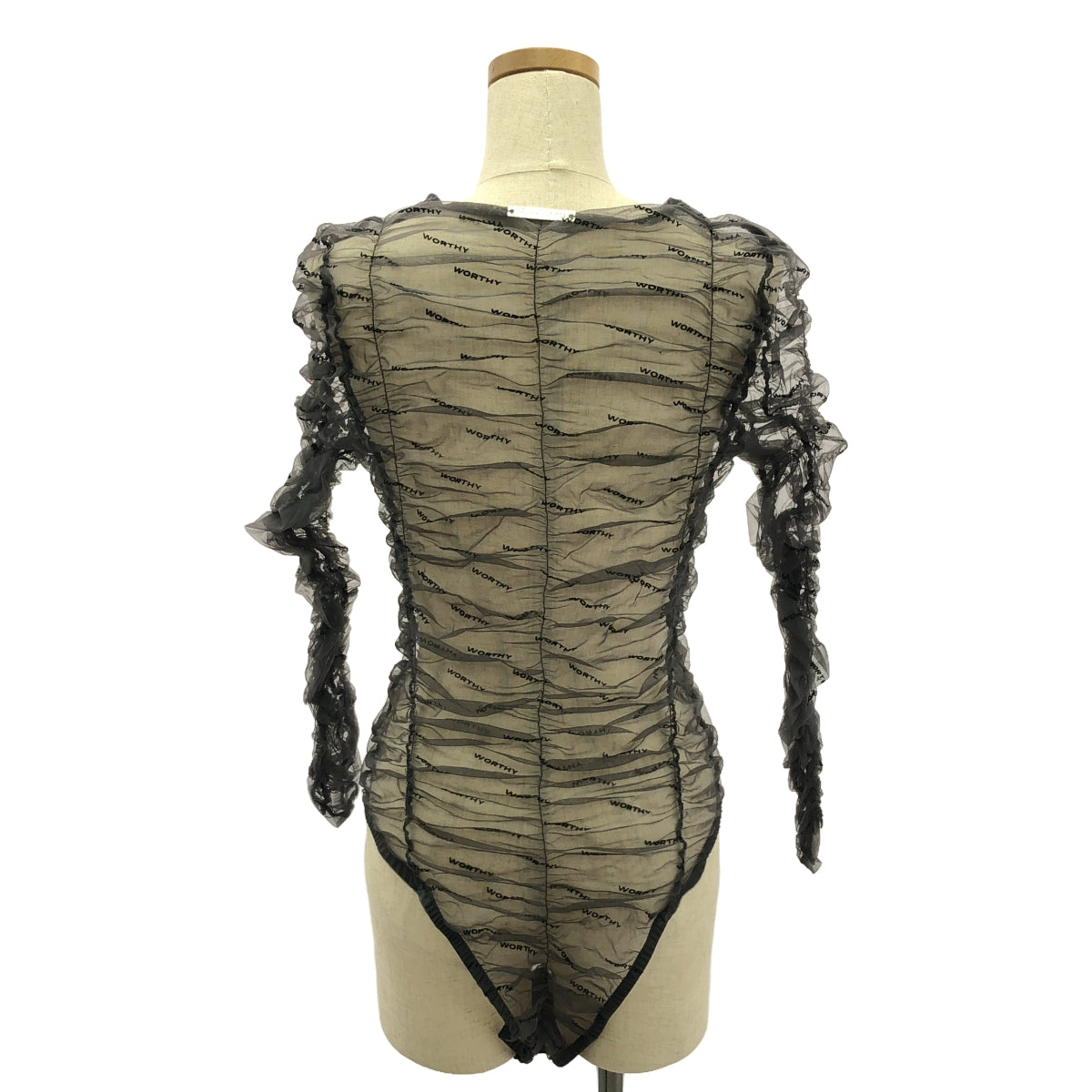 【美品】 PRANK PROJECT / プランクプロジェクト | Flocky Logo Tulle Bodysuit / フロッキーロゴ チュール ボディスーツ トップス | F | BLU | レディース