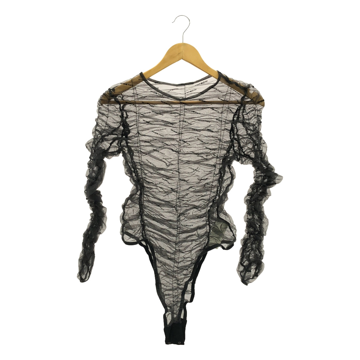 【美品】 PRANK PROJECT / プランクプロジェクト | Flocky Logo Tulle Bodysuit / フロッキーロゴ チュール ボディスーツ トップス | F | BLU | レディース