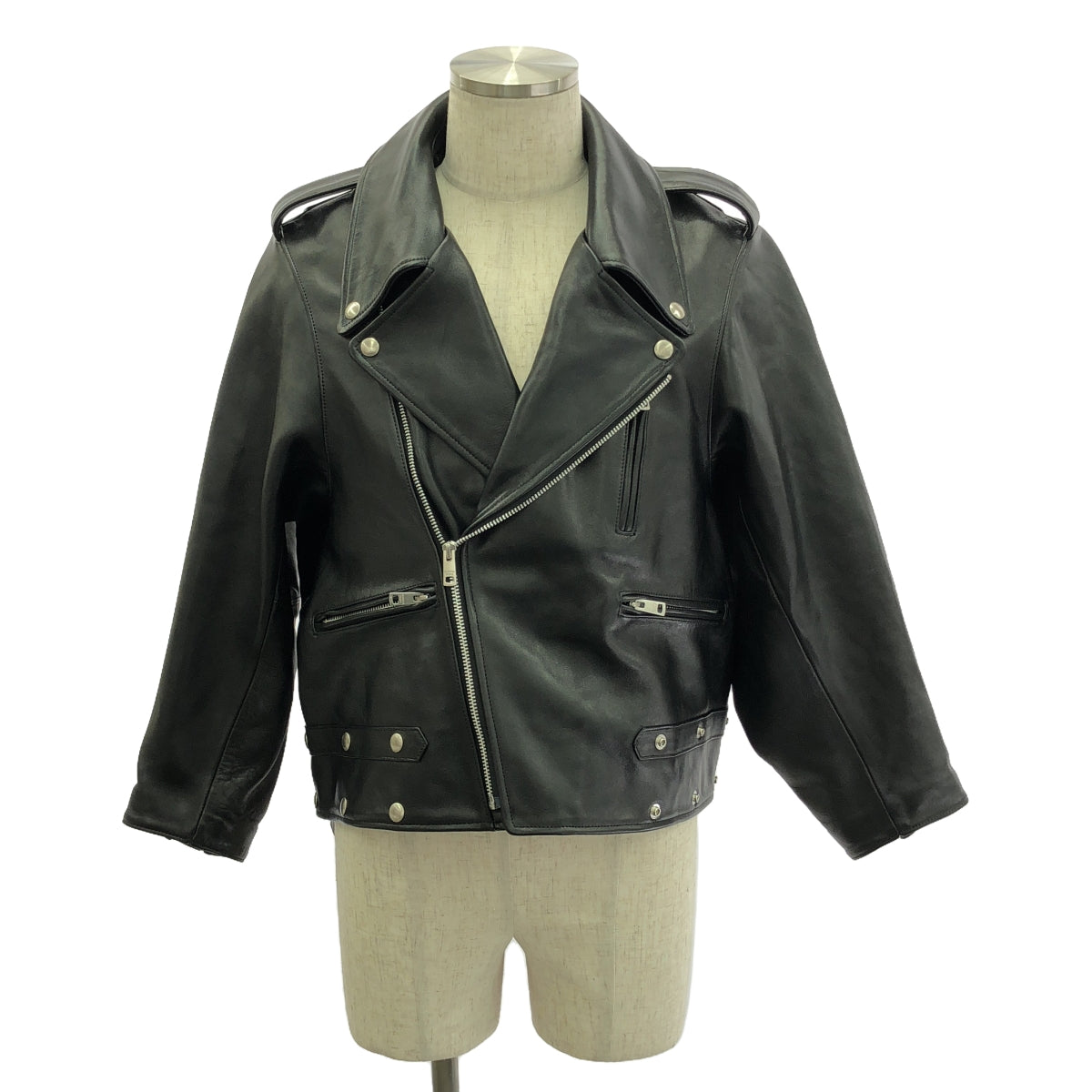 【美品】 beautiful people / ビューティフルピープル | 2023AW | double-end vintage leather riders jacket / ダブルエンド レザー ライダースジャケット / 総柄裏地 | 34 | ブラック | メンズ