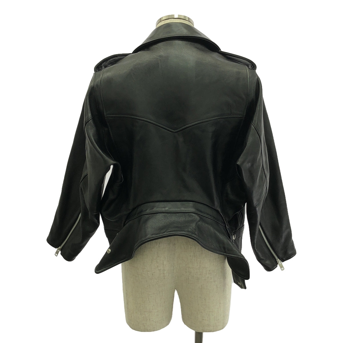 【美品】  beautiful people / ビューティフルピープル | 2023AW | double-end vintage leather riders jacket / ダブルエンド レザー ライダースジャケット / 総柄裏地 | 34 | ブラック | メンズ
