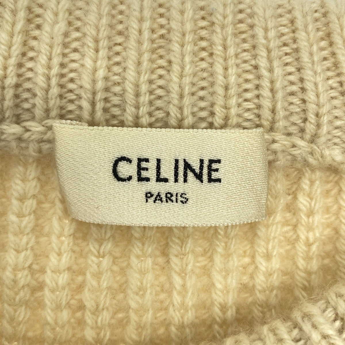 CELINE / 셀린느 | 캐시미어 100% 리브 오버사이즈 청키 니트 | S | 베이지 |