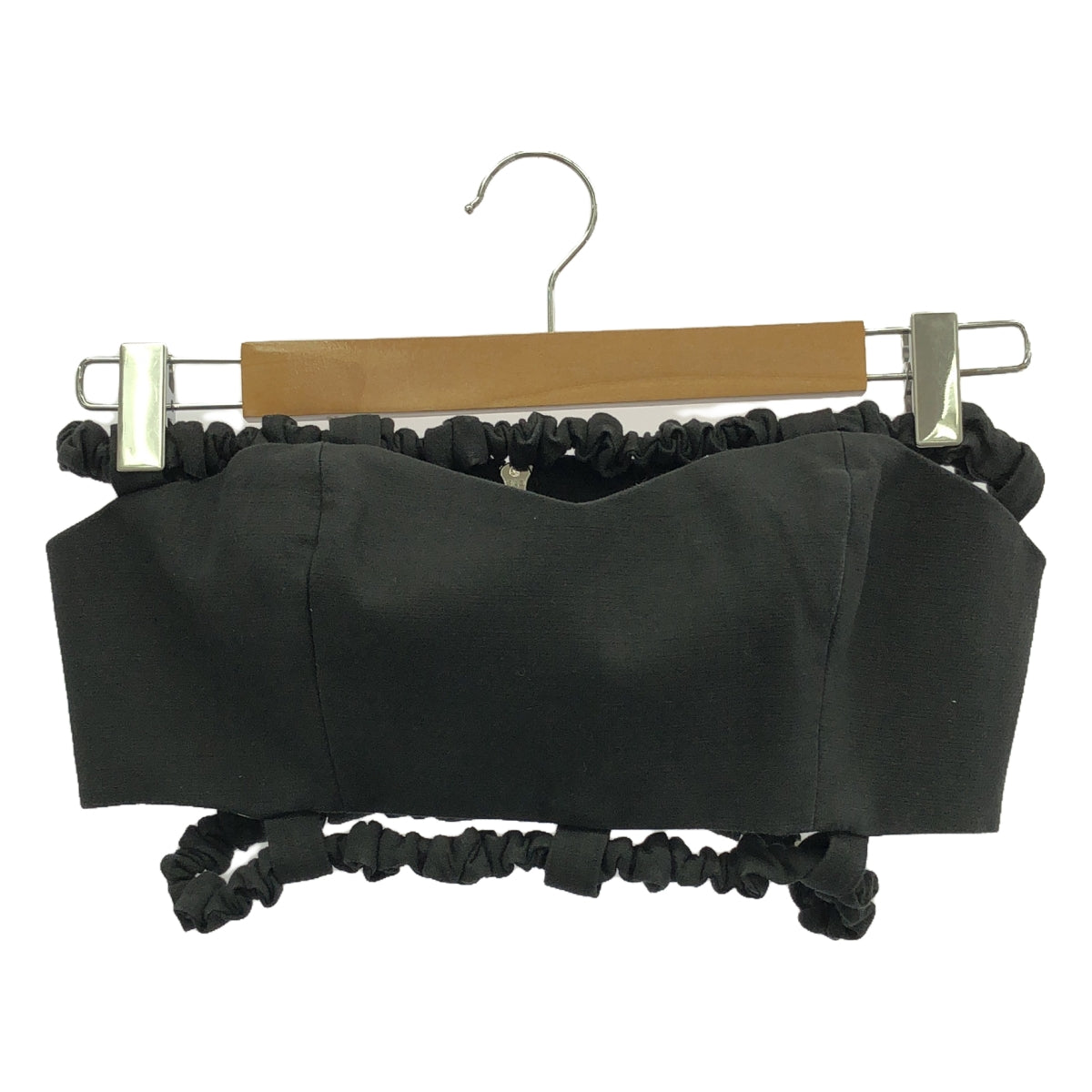 Ganni / ガニー | クロップド バンドゥトップ | 36 | ブラック | レディース