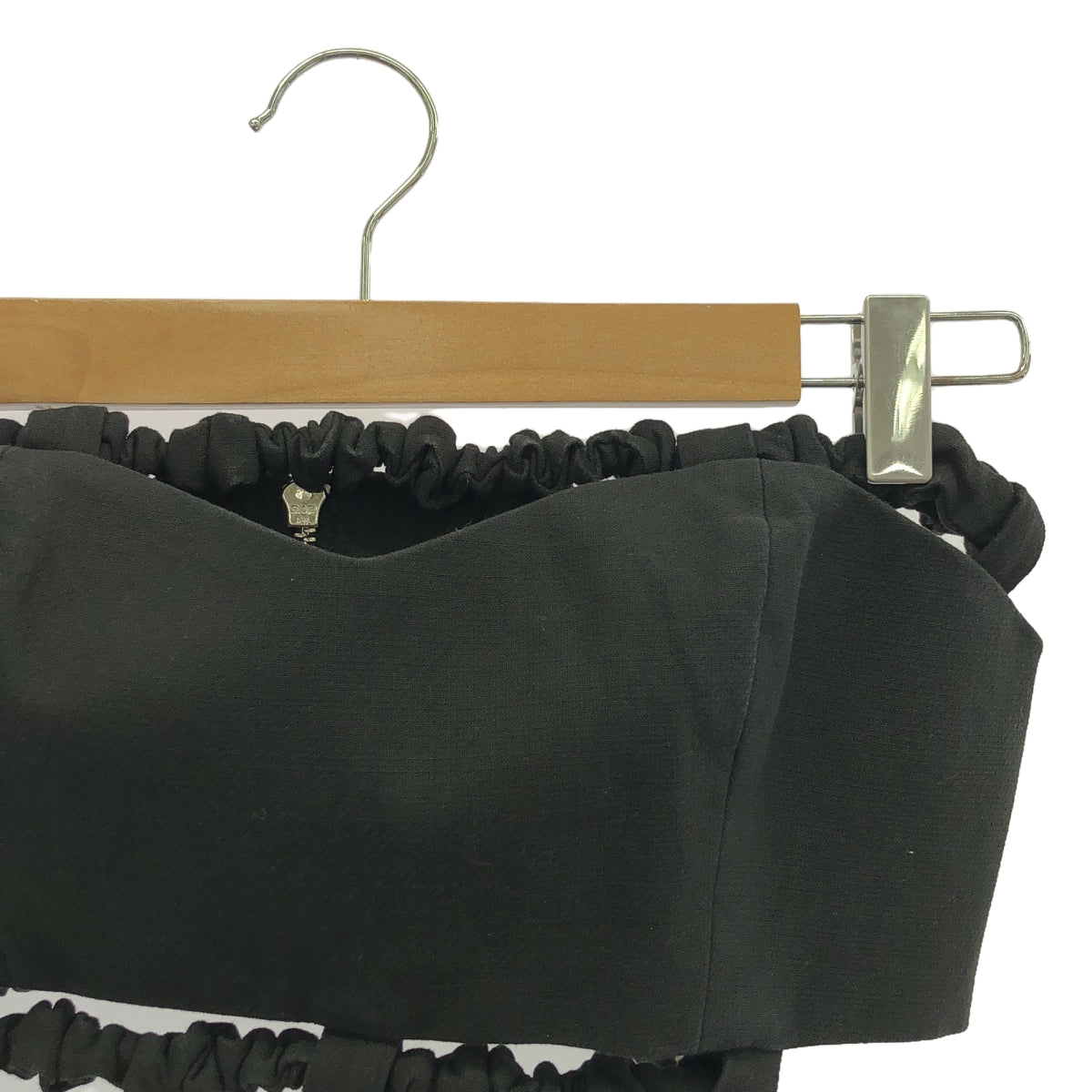 Ganni / ガニー | クロップド バンドゥトップ | 36 | ブラック | レディース