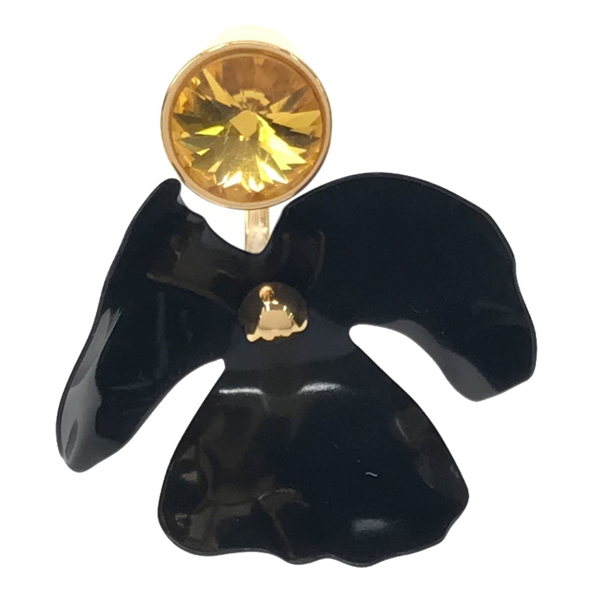 美品】 MARNI / マルニ | ビジュー装飾 フラワーモチーフ リング / アクセサリー | gold /black | レディース – KLD