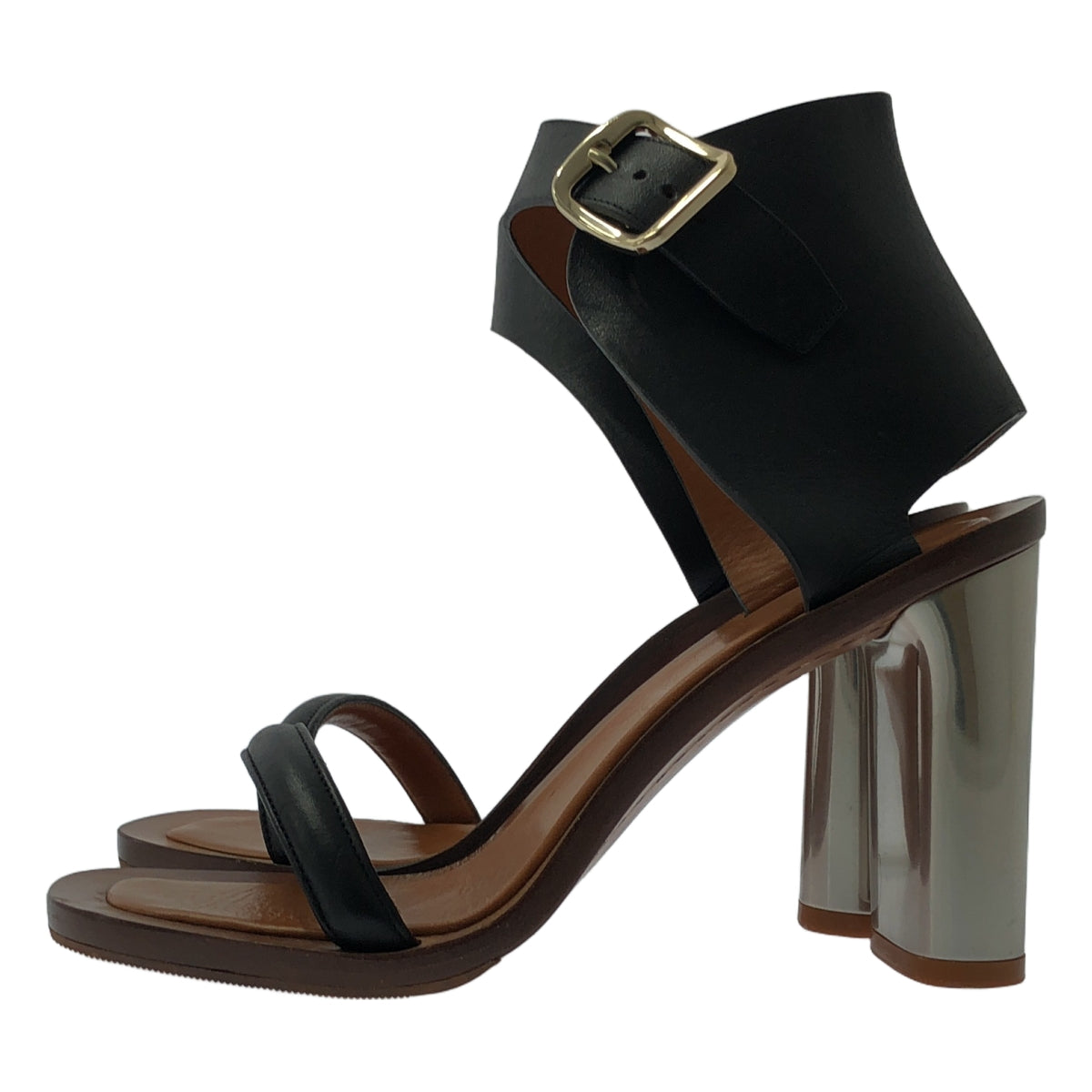 CELINE / セリーヌ | フィービー期 BANBAN バンバン メタルヒール サンダル | 36 | ブラック/ブラウン | レディース