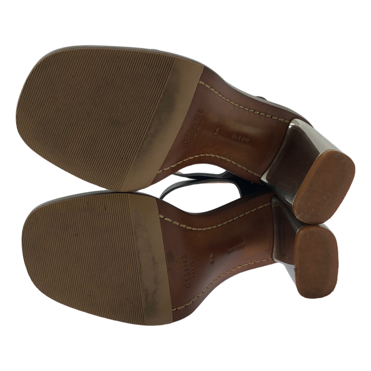CELINE / セリーヌ | フィービー期 BANBAN バンバン メタルヒール サンダル | 36 | ブラック/ブラウン | レディース