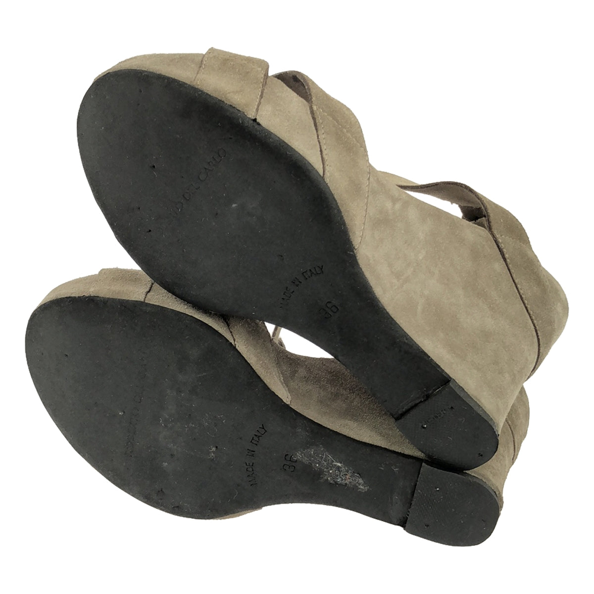 ROBERTO DEL CARLO / ロベルトデルカルロ | スエードレザー Tストラップ ウェッジソールサンダル | 36 | グレー | レディース