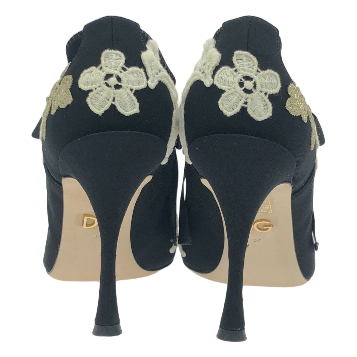 DOLCE & GABBANA | Embroidered Ribbon Lace-up Pointed Toe Pumps | Size 37 | Women's