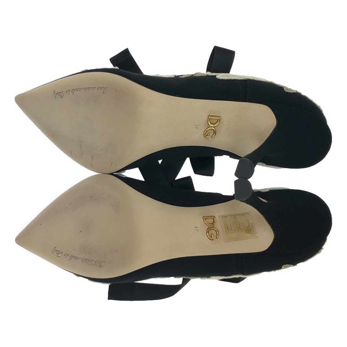 DOLCE & GABBANA | Embroidered Ribbon Lace-up Pointed Toe Pumps | Size 37 | Women's