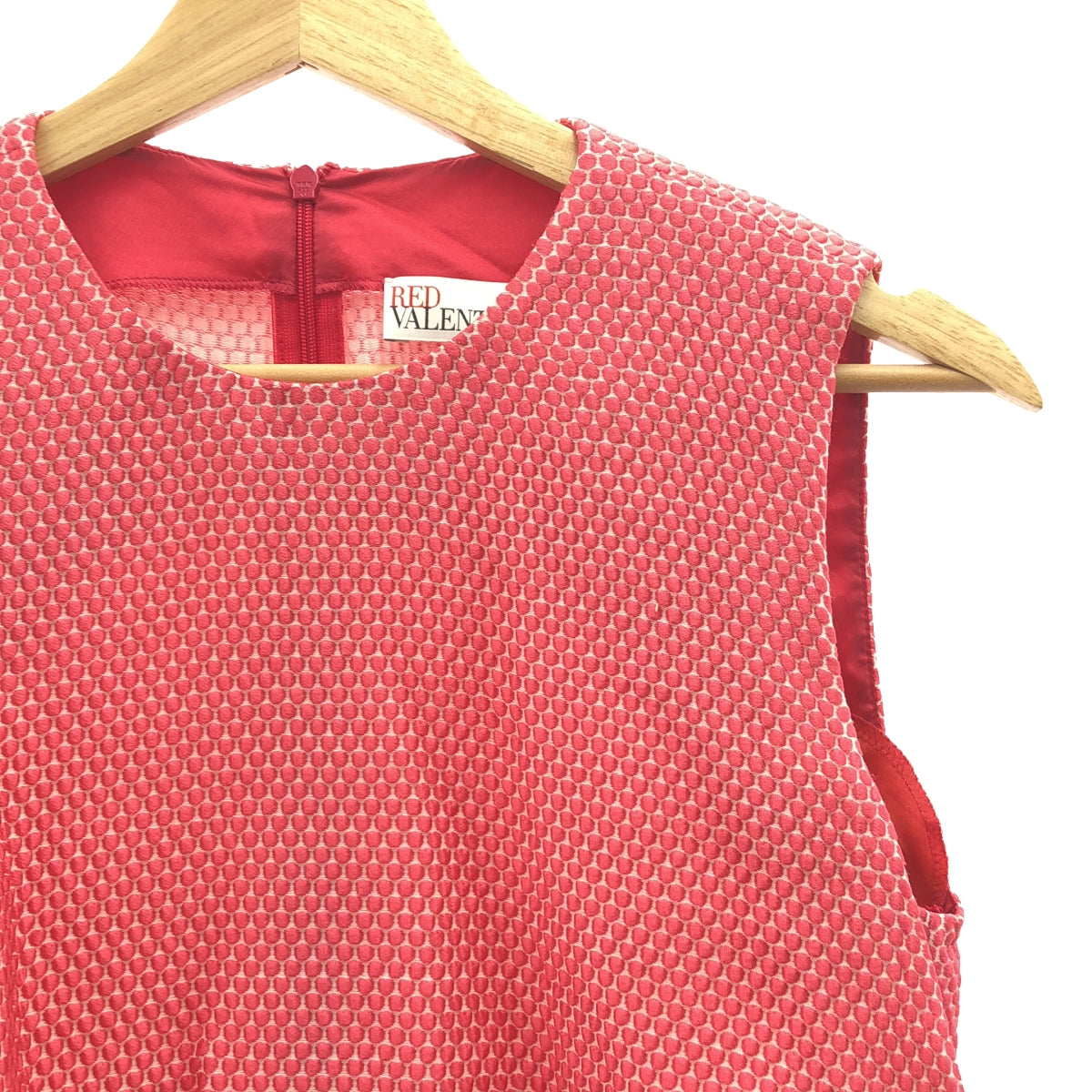 RED VALENTINO / 레드 발렌티노 | 도트 코쿤 민소매 원피스 | 40 | 핑크/화이트 | 여성