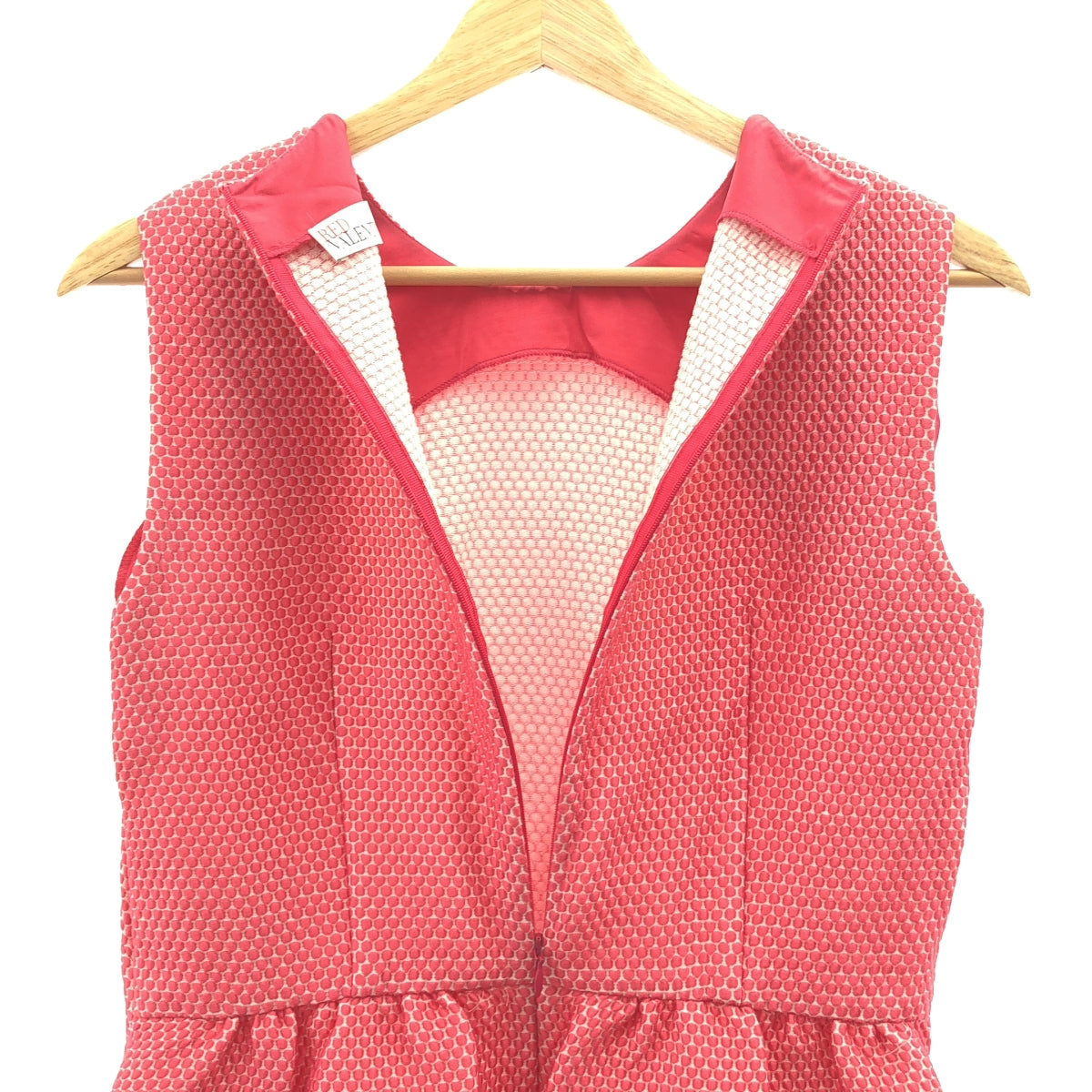 RED VALENTINO / 레드 발렌티노 | 도트 코쿤 민소매 원피스 | 40 | 핑크/화이트 | 여성