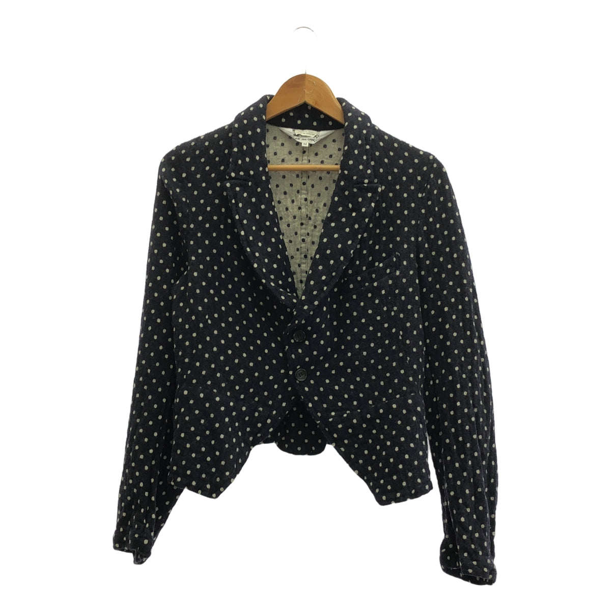 COMME des GARCONS COMME des GARCONS / 콤콤 | 2007AW | 울 축융 도트 싱글 브레스트 재킷 | M | 다크 네이비/화이트 |