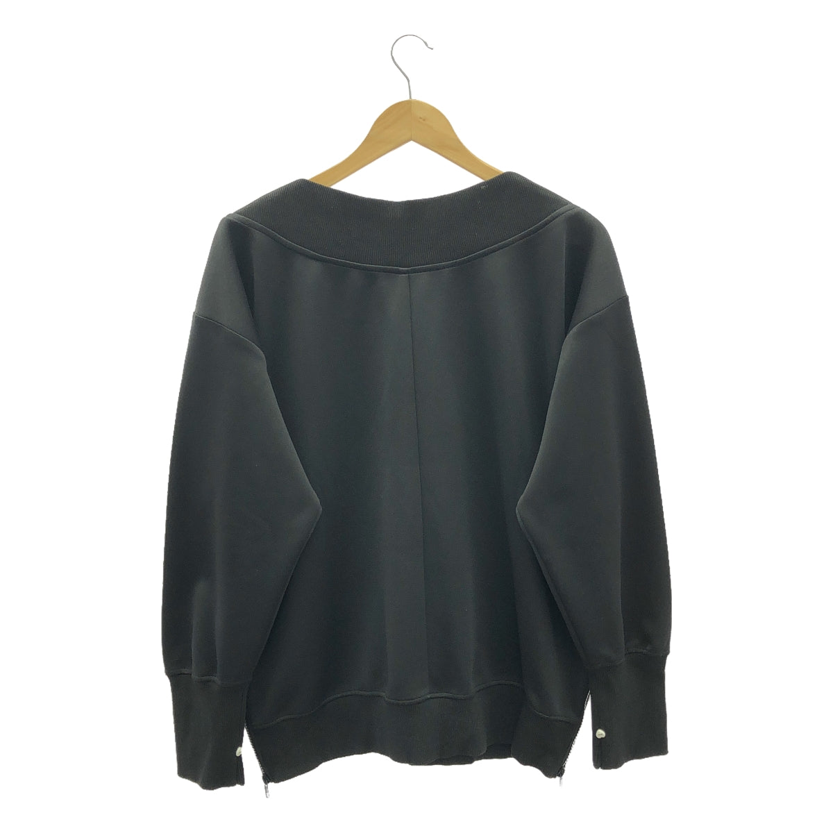 【美品】 Re:poris / レポリス | Fav sleeve sweat 2Way サイドジップ オーバーサイズ スウェット | S | ブラック | レディース