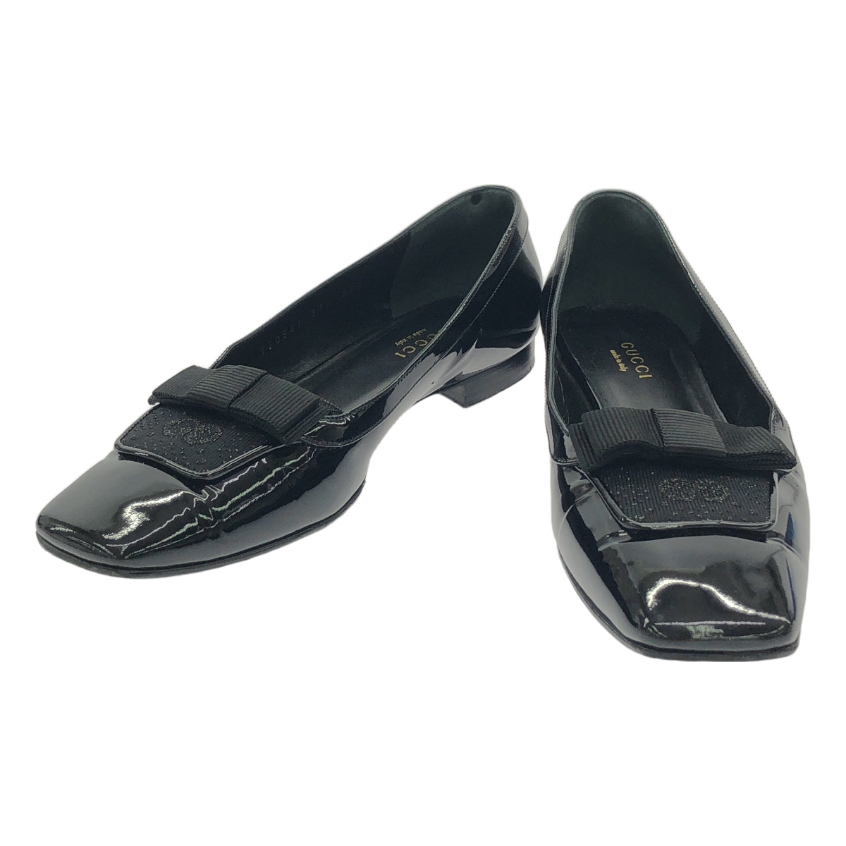 GUCCI / グッチ | パテントレザー ローヒール パンプス | 37 1/2 | ブラック | レディース