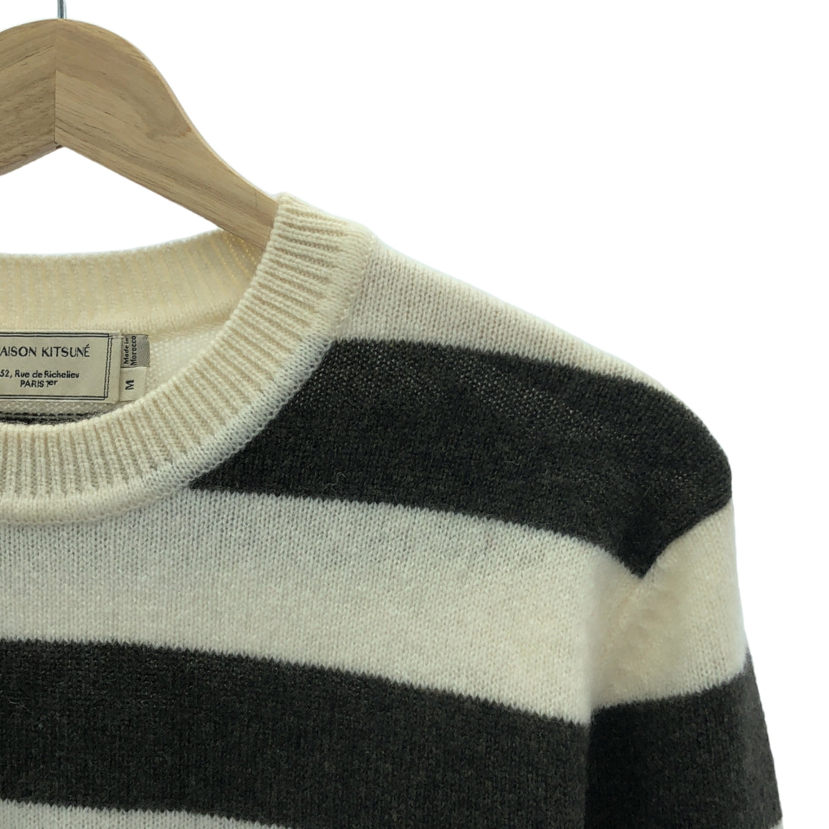 MAISON KITSUNE | Wool Border Fox Patch Pullover Knit | M | Men's