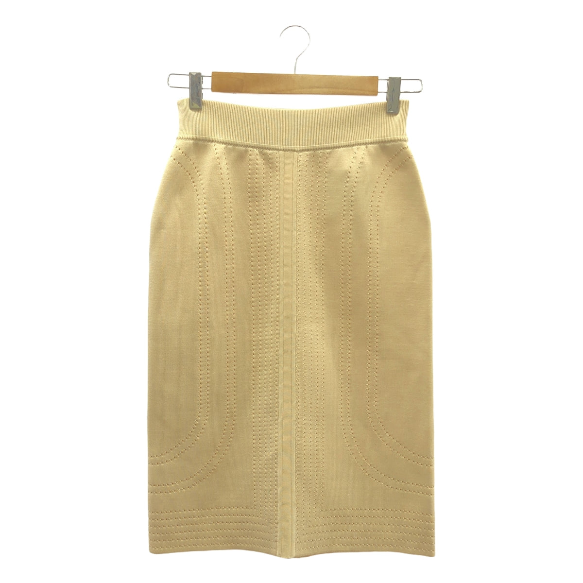 【미품】 HERMES / 헤르메스 | 2023SS | 브리드 두갈라 / 실크 펀칭 니트 스커트 | 36 | 베이지 | 여성