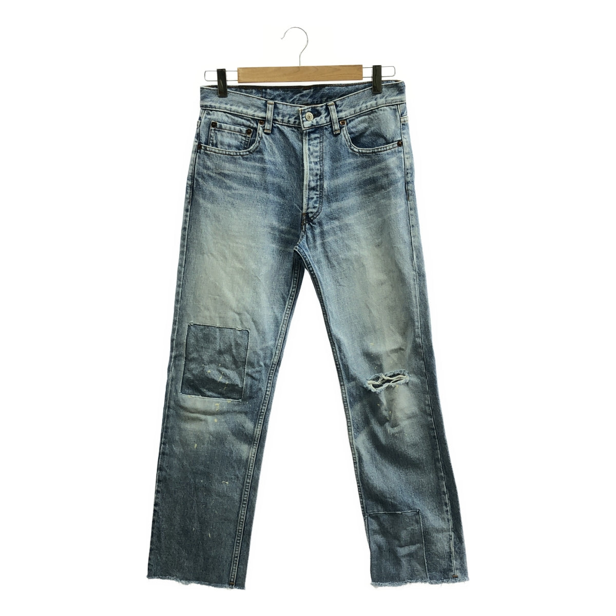 NOWOS / ノーウォス | ペンキ加工 パッチワーク デニムパンツ | M | インディゴ | レディース