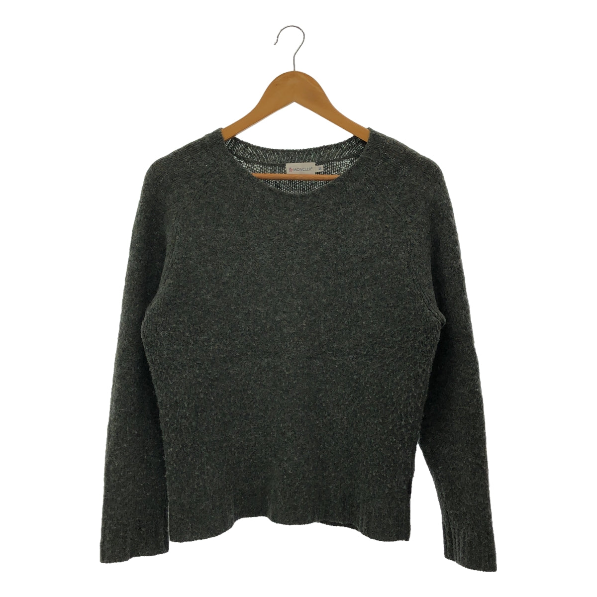 盟可伶 | MAGLIONE TRICOT GIROCOLLO 羊毛肘部貼布圓領針織衫 | M |灰色 |男士