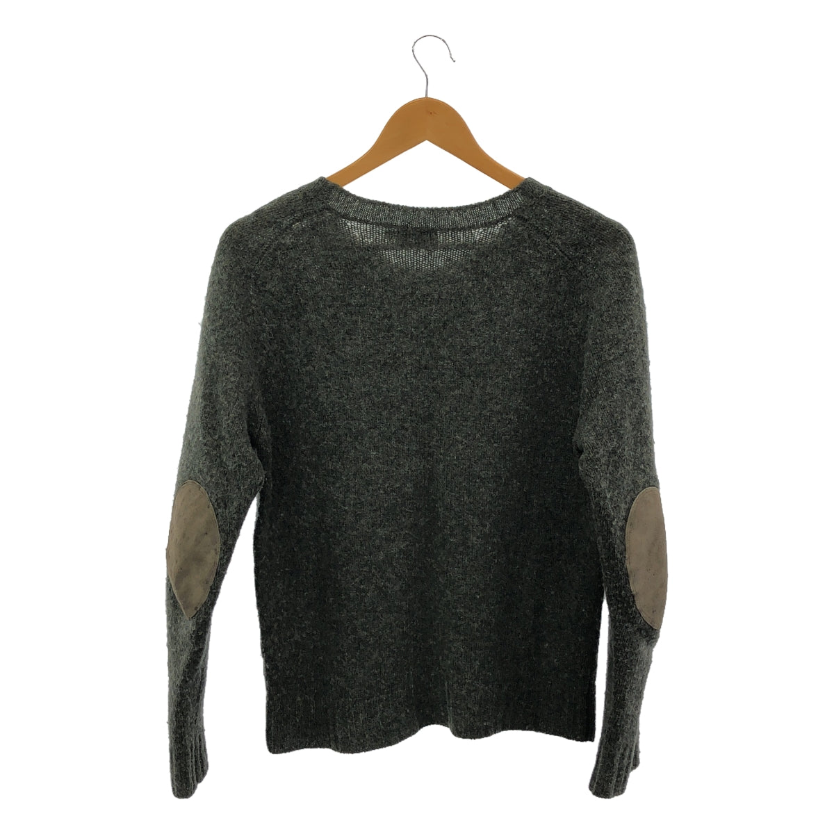 盟可伶 | MAGLIONE TRICOT GIROCOLLO 羊毛肘部貼布圓領針織衫 | M |灰色 |男士