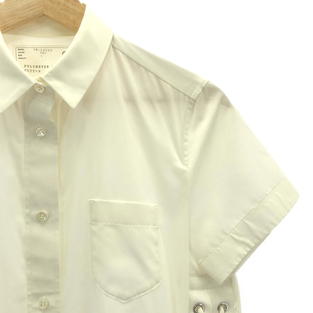 sacai / サカイ | サイドプリーツ レースアップ シャツワンピース | 1 | レディース