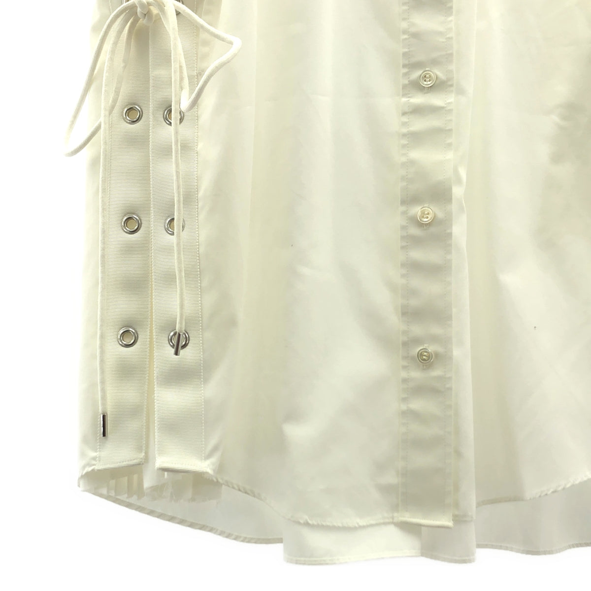 sacai / サカイ | サイドプリーツ レースアップ シャツワンピース | 1 | レディース