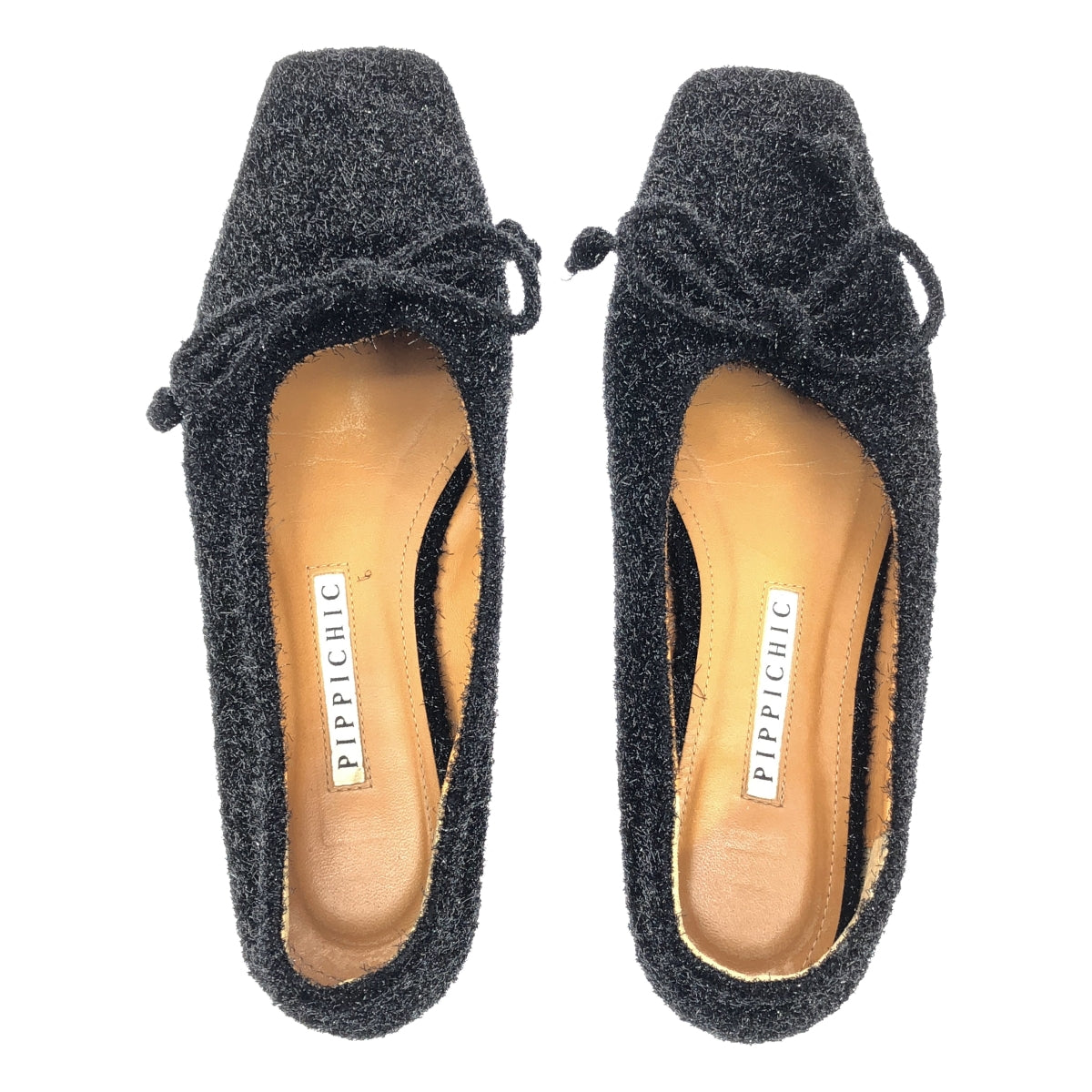 PIPPICHIC / Pippi Chic | Glitter Ribbon Flat Shoes | 36 | Black | Women's