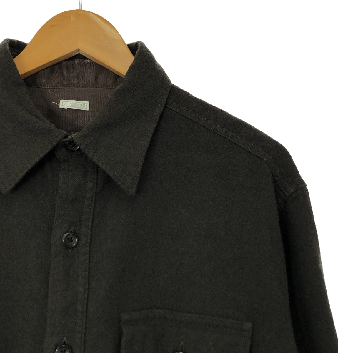 A.PRESSE / アプレッセ | 2022AW | CPO Shirt リネン ウール カシミヤ ミリタリーシャツ | 2 | カーキ | メンズ
